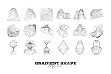 Abstract Geometric icon, shape collection. Line gradient vector illustration. Trendy hipster logotypes. Web design elements.