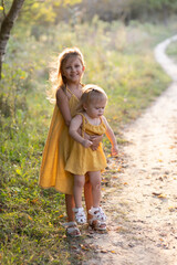 Poster - Two girls, seven years old and one age