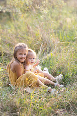 Poster - Two girls, seven years old and one age