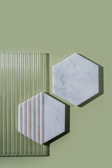 Wall Mural - Marble plate with copy space.  Stylish green background for presentation.