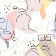 © Сашка Шаргаева - Face line pattern Abstract drawing seamless print