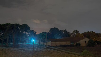 Poster - timelapse of cloudy night in farm