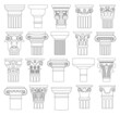 Top of column isolated outline set icon. Vector outline set icon antique pillar. Vector illustration top of column on white background.