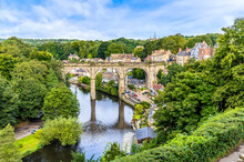 A View Over The Town Of Knaresborough From The Castle Grounds In Yorkshire, UK In Summertime