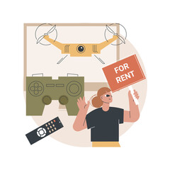 Poster - renting electronic device abstract concept vector illustration. renting electronics website, new dev