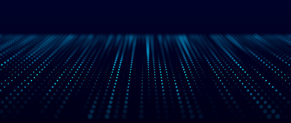 Fototapete - Digital background with movement of glowing particles. Complex technologies of big data. 3D rendering.