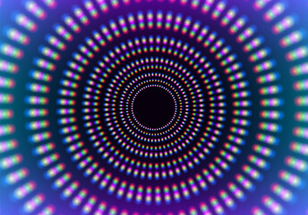 Poster - Abstract neon garland circles with grid of glowing lights