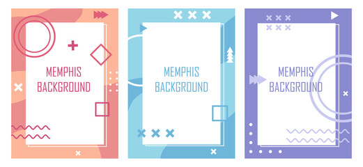 Wall Mural - collection of memphis style templates with colorful frames on white background. abstract creative ba