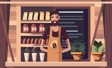 Wall Mural - coffee specialist man