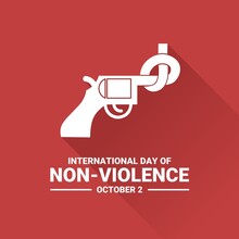 Vector Illustration, Flat Style Knotted Gun With Long Shadow, As An Icon, Symbol Or Template ,International Day Of Non-Violence.