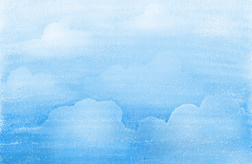 Wall Mural - watercolor and crayon illustration art abstract blue color texture background