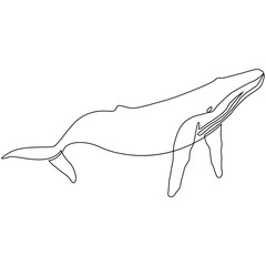 Wall Mural - One line whale design silhouette. Hand drawn minimalism style vector illustration