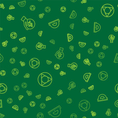 Poster - Set line Square root of x glyph, Triangle math and Protractor on seamless pattern. Vector