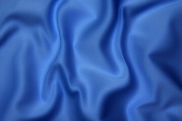 Wall Mural - Close-up texture of natural blue fabric or cloth in same color. Fabric texture of natural cotton or silk or wool textile material. Blue canvas background.