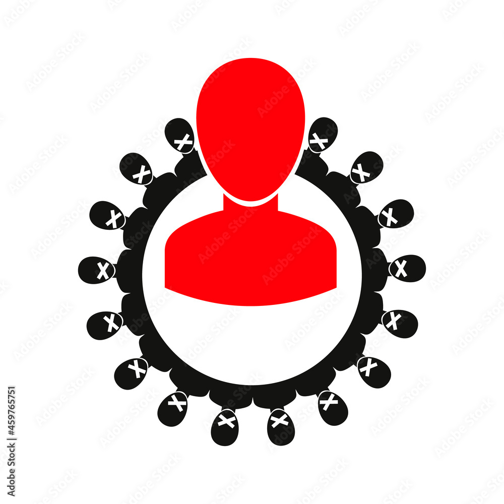 The icon of a person in a circle of other people is a symbol of freedom and the fight against social violence. Logo Isolated on white