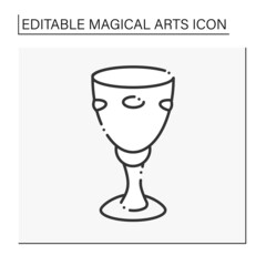 Wall Mural - Chalice line icon. Wine cup. Cup for making sacrifices. Magical arts concept. Isolated vector illustration. Editable stroke