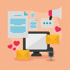 Poster - Computer and envelopes