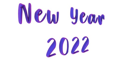 Poster - Blue beautiful 3d text new year 2022 on a white background. Rendering an image.