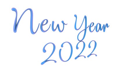 Poster - Blue beautiful 3d text new year 2022 on a white background. Rendering an image.