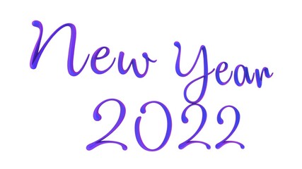 Poster - Blue beautiful 3d text new year 2022 on a white background. Rendering an image.