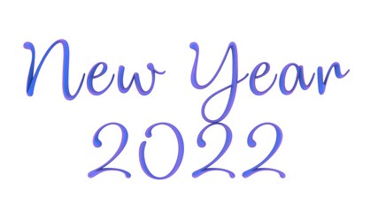 Poster - Blue beautiful 3d text new year 2022 on a white background. Rendering an image.