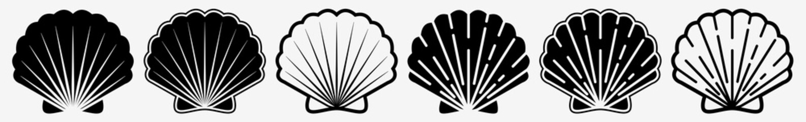 Wall Mural - shell icon scallop seashell set | shells icon seashells vector illustration logo | sea shell-icon is