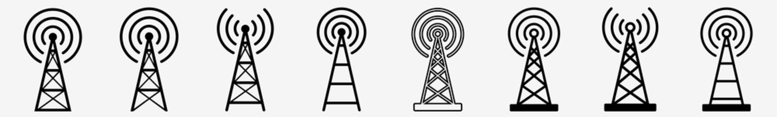 Wall Mural - antenna tower icon communication antenna tower set | antenna tower icon radio vector illustration lo