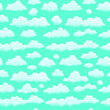 Clouds sky seamless pattern isolated on blue background for web, label, banner, backgrounds, wallpaper. Vector illustrations.