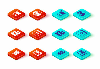 Poster - Set Trash can, Picture landscape, Delete file document, Browser setting, Printer and Shopping cart icon. Vector