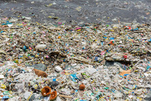 A Lot Of Trash On The Shore Of Manila Bay In Malate Where Is The Commercial District In Metro Manila, The Philippines