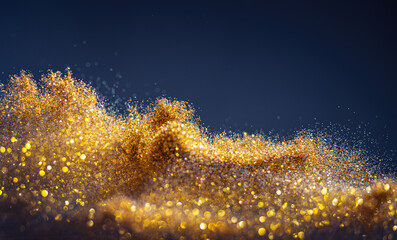 Wall Mural - glitter bombs grunge, gold glitter defocused abstract twinkly lights background.