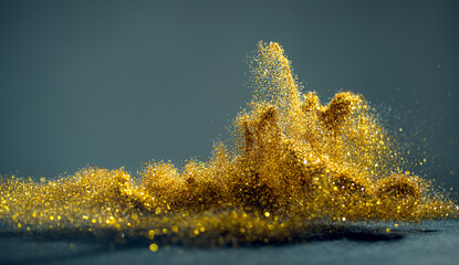 Wall Mural - glitter bombs grunge, gold glitter defocused abstract twinkly lights background.