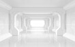 © Vink Fan - White empty tunnel, futuristic room, 3d rendering.