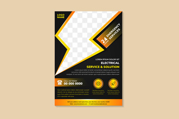 Wall Mural - electrical service and solution flyer design template use vertical layout with black in the backgrou