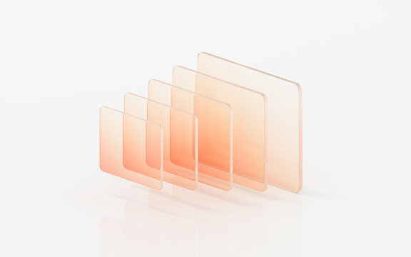Gradient glass with white background, 3d rendering.