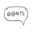 Swear word speech bubble. Curse, rude, swear word for angry, bad, negative expression. Hand drawn doodle sketch style. Vector illustration isolated on white background.