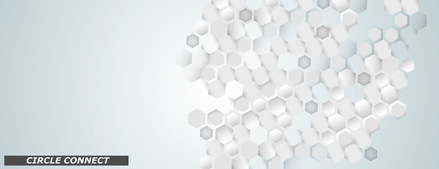 Leinwandbilder - Vector banner design. White background with hexagon pattern. Hexagons geometric element concept network