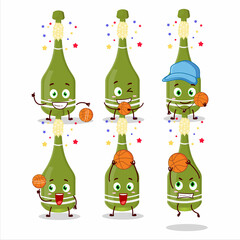 Sticker - Talented champagne bottle open cartoon character as a basketball athlete