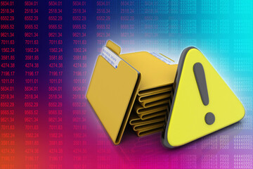 Poster - 3d rendering file folder with exclamation mark