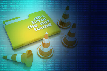 Poster - 3d rendering folder icon with traffic cones

