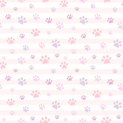 Wall Mural - Cute vector paw pattern with stripes for pets