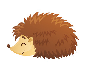 Canvas Print - Cute adorable hedgehog baby animal cartoon vector illustration on white background