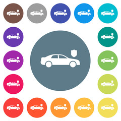 Poster - Car security solid flat white icons on round color backgrounds