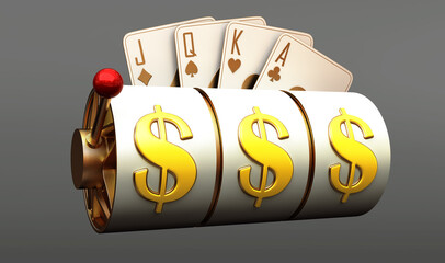 Wall Mural - casino slot machine chips banner 3d render 3d rendering illustration 