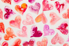 Red Heart Valentine Day Abstract Background.