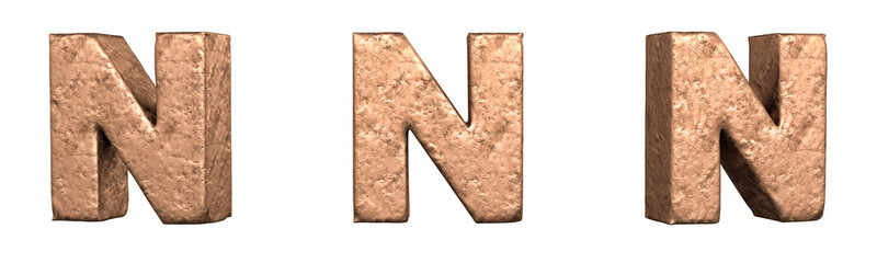 Fototapete - Letter N from Copper letters alphabet collection set. Isolated. 3D Rendering