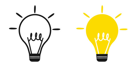 Poster - Lamp icons set. Idea lamp icon collection. Flat style - stock vector.
