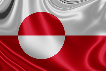 greenland fabric flag waving . 3D illustration