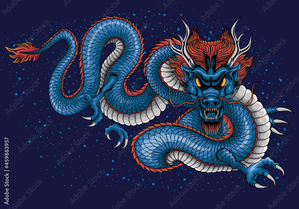 The blue dragon vector illustration Stock Vector | Adobe Stock