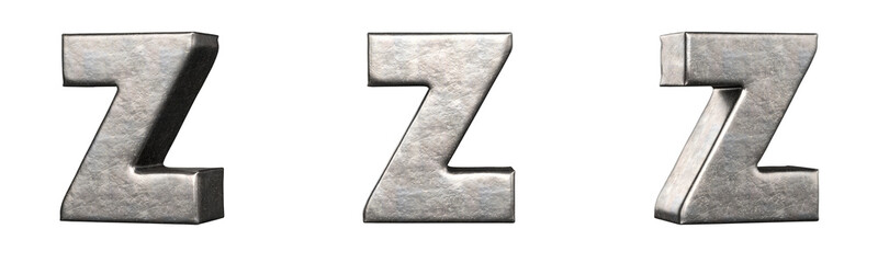 Fototapete - Letter Z from a scratched iron letters collection. Isolated. 3D Rendering